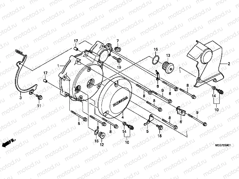 E-9-1 LEFT CRANKSHAFT COVER (VT750S)