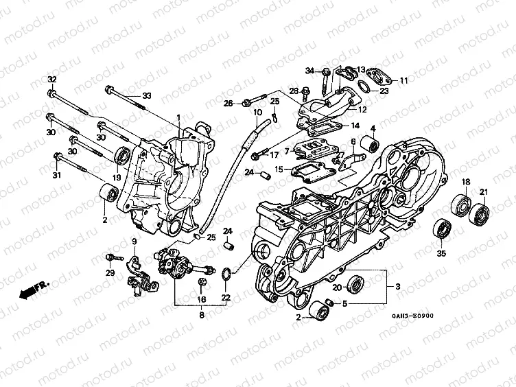 E-9 CRANKSHAFT / OIL PUMP