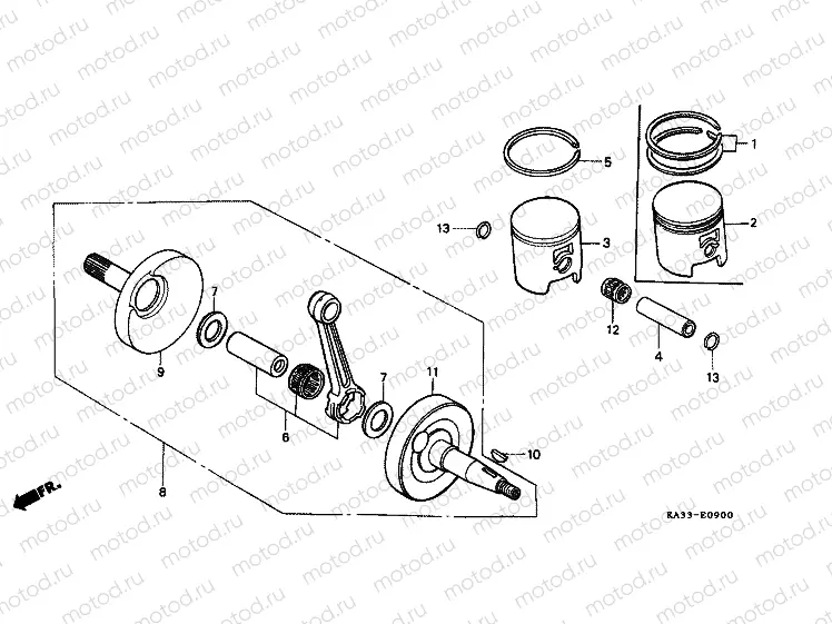 E-9 CRANKSHAFT / PISTON