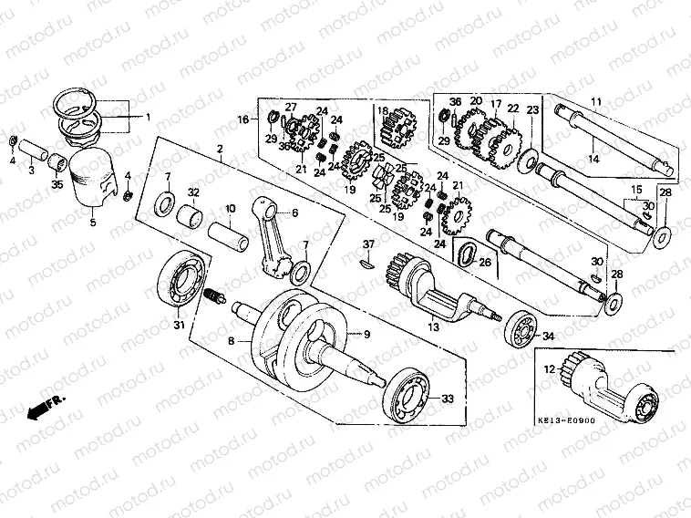 E-9 CRANKSHAFT / PISTON