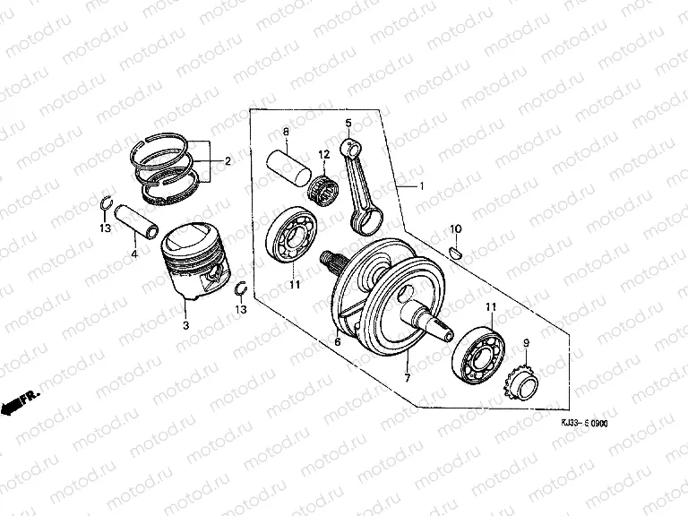 E-9 CRANKSHAFT / PISTON