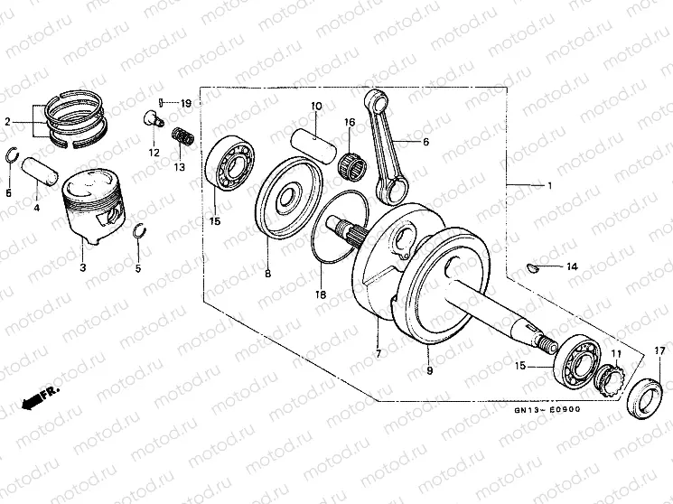 E-9 CRANKSHAFT / PISTON