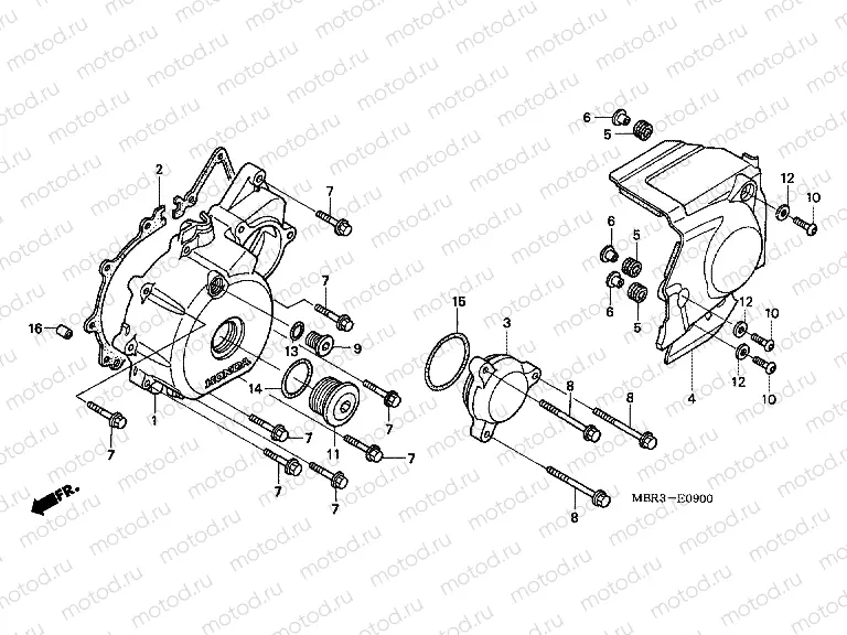 E-9 LEFT CRANKSHAFT COVER
