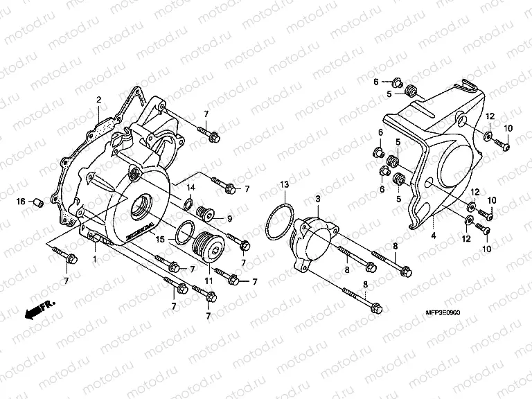 E-9 LEFT CRANKSHAFT COVER