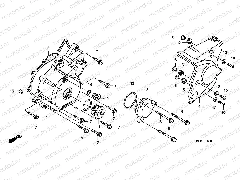 E-9 LEFT CRANKSHAFT COVER