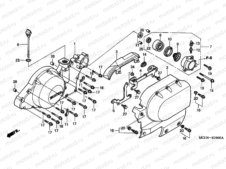 E-9 LEFT CRANKSHAFT COVER