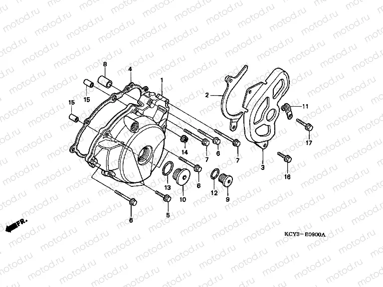 E-9 LEFT CRANKSHAFT COVER