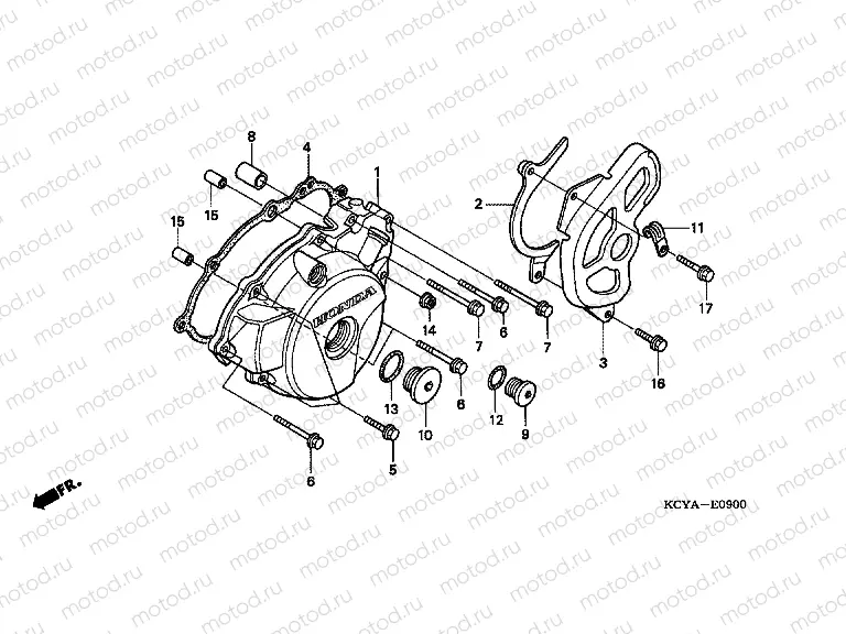 E-9 LEFT CRANKSHAFT COVER