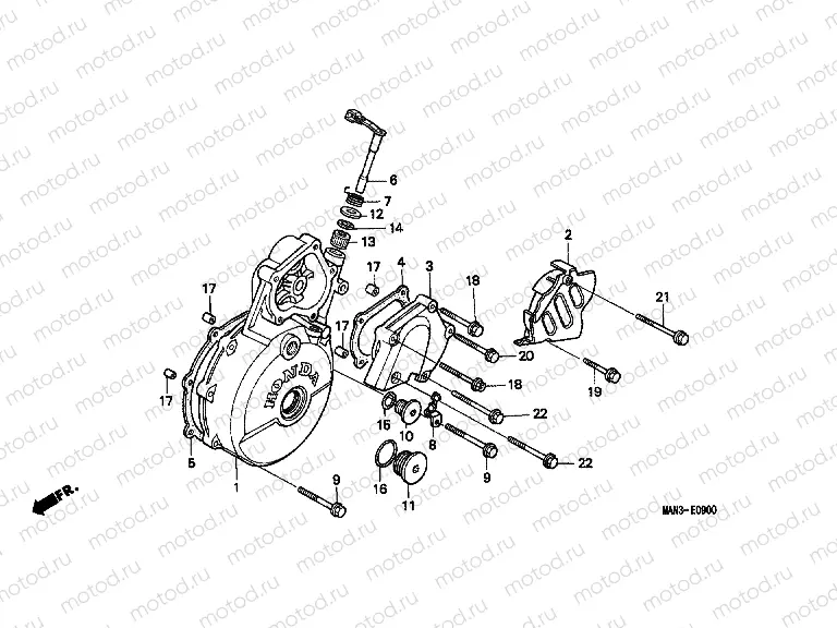 E-9 LEFT CRANKSHAFT COVER