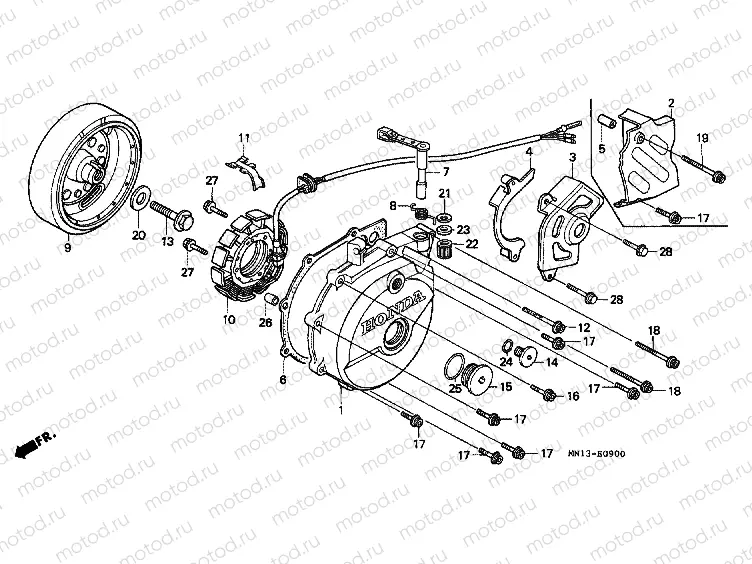 E-9 LEFT CRANKSHAFT COVER