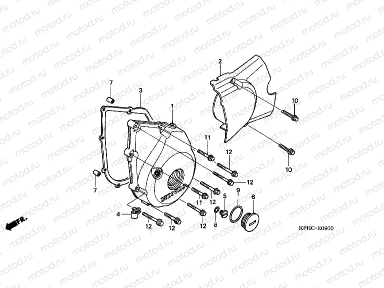 E-9 LEFT CRANKSHAFT COVER