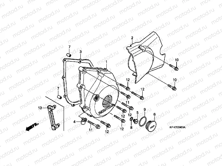 E-9 LEFT CRANKSHAFT COVER