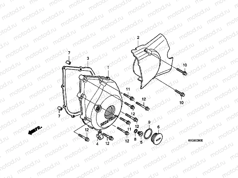 E-9 LEFT CRANKSHAFT COVER