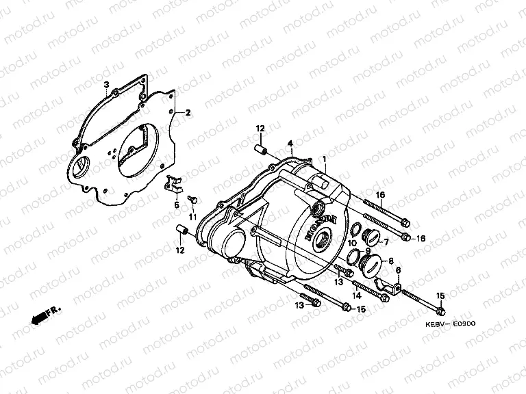 E-9 LEFT CRANKSHAFT COVER
