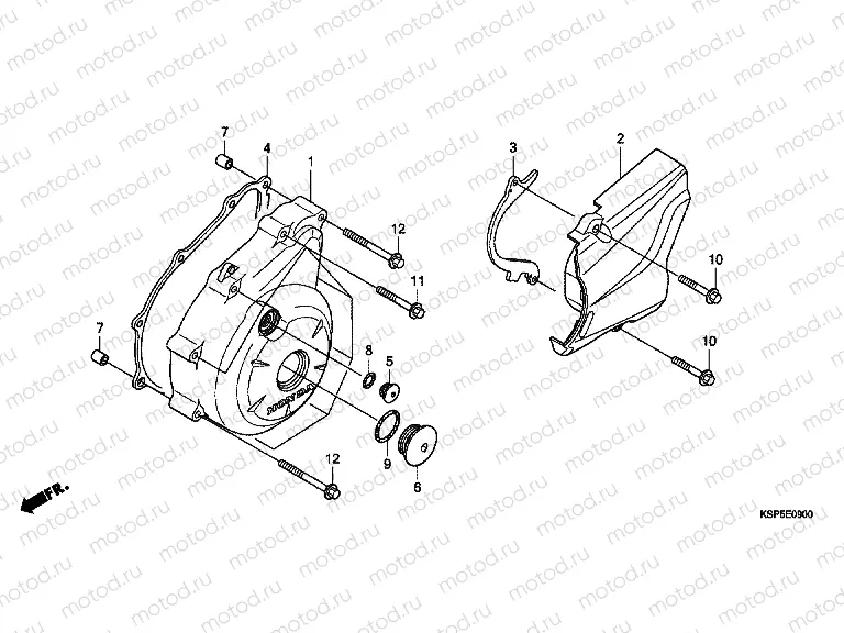 E-9 LEFT CRANKSHAFT COVER