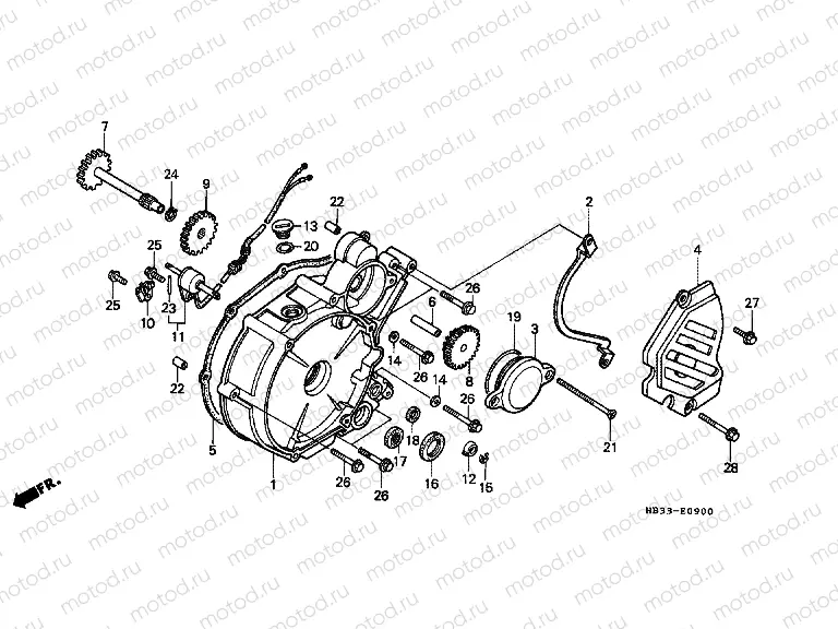 E-9 LEFT CRANKSHAFT COVER
