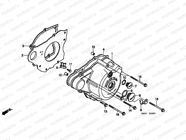 E-9 LEFT CRANKSHAFT COVER