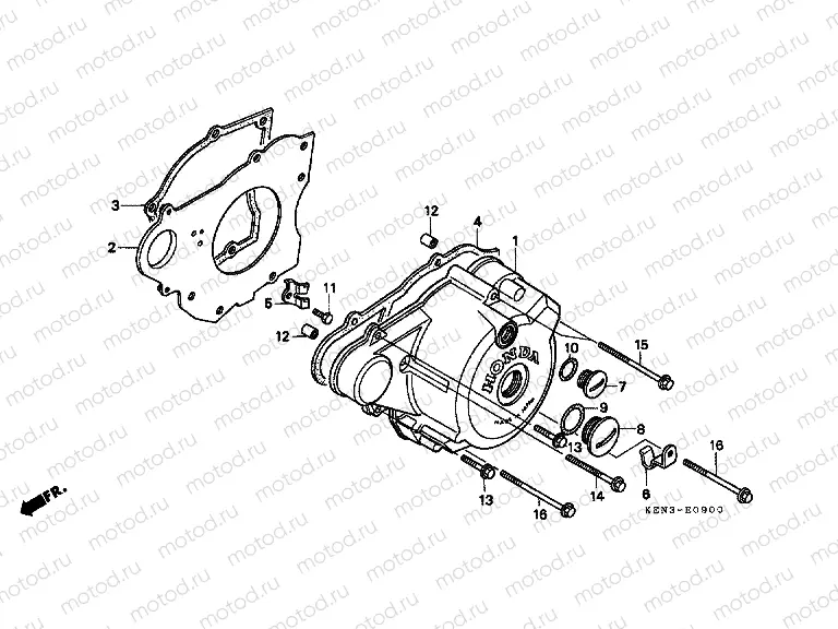E-9 LEFT CRANKSHAFT COVER