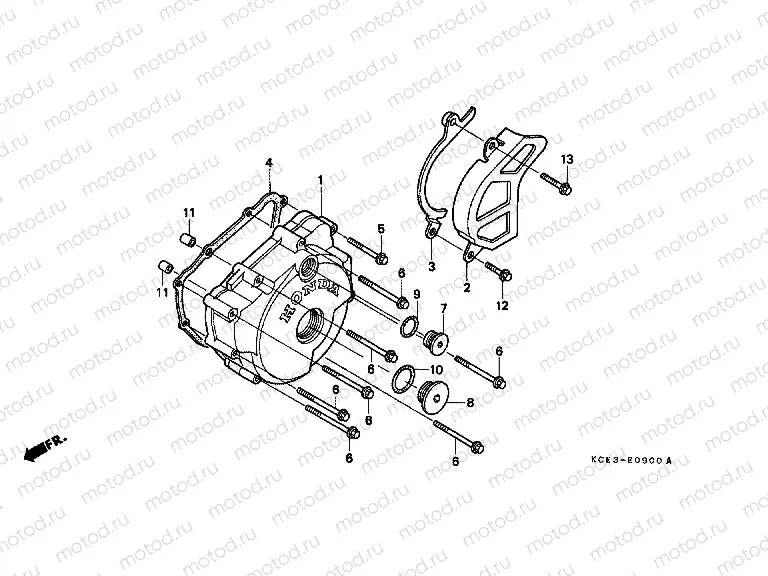 E-9 LEFT CRANKSHAFT COVER
