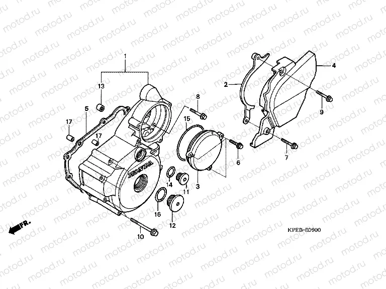 E-9 LEFT CRANKSHAFT COVER