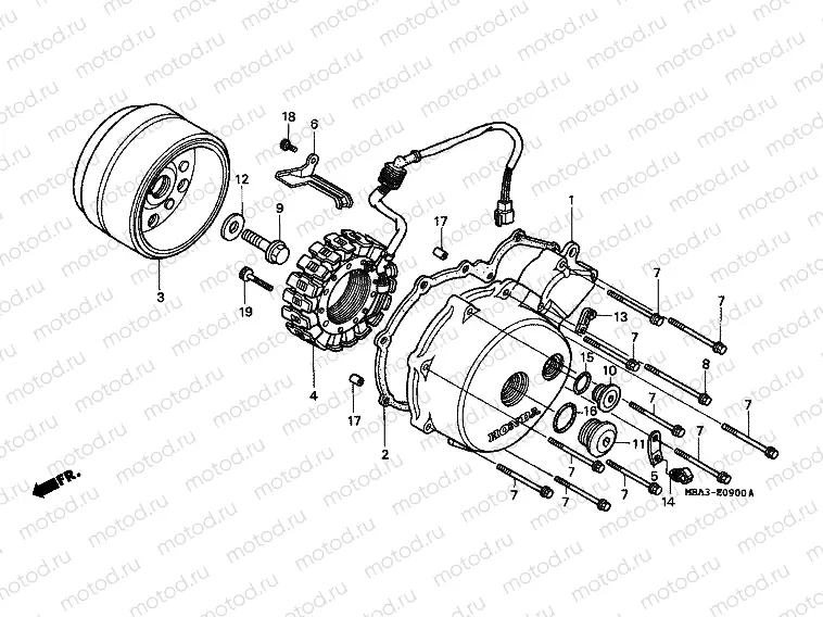 E-9 LEFT CRANKSHAFT COVER / GENERATOR