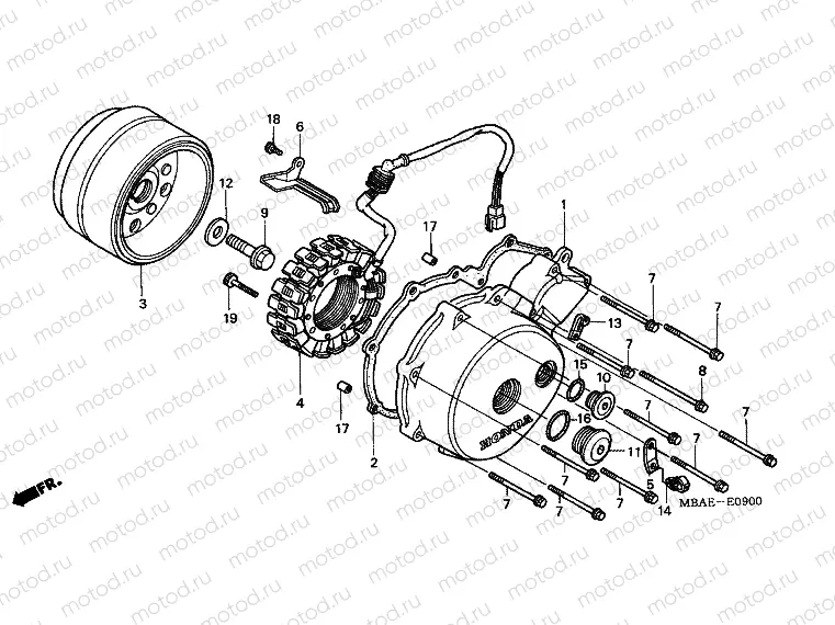 E-9 LEFT CRANKSHAFT COVER / GENERATOR