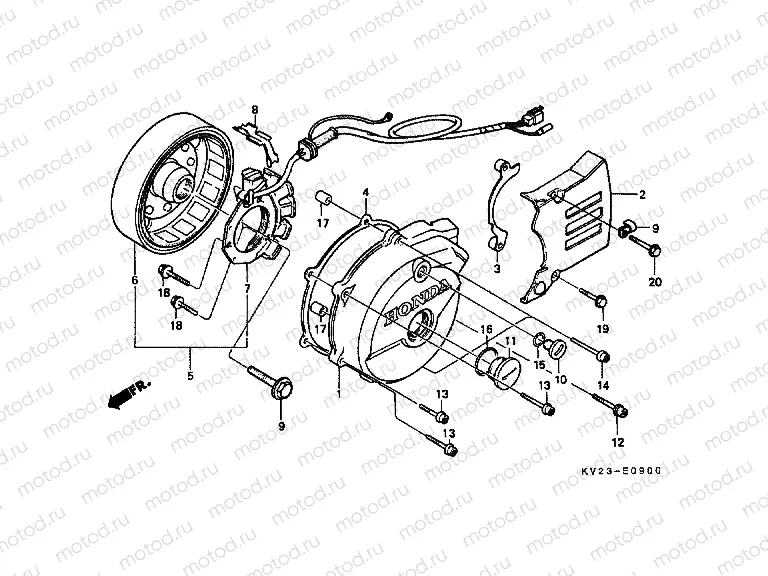 E-9 LEFT CRANKSHAFT COVER / GENERATOR