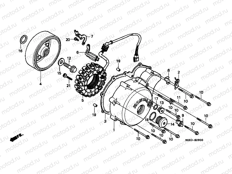 E-9 LEFT CRANKSHAFT COVER / GENERATOR