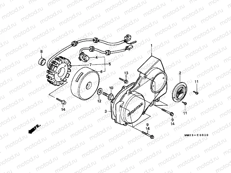 E-9 LEFT CRANKSHAFT COVER / GENERATOR