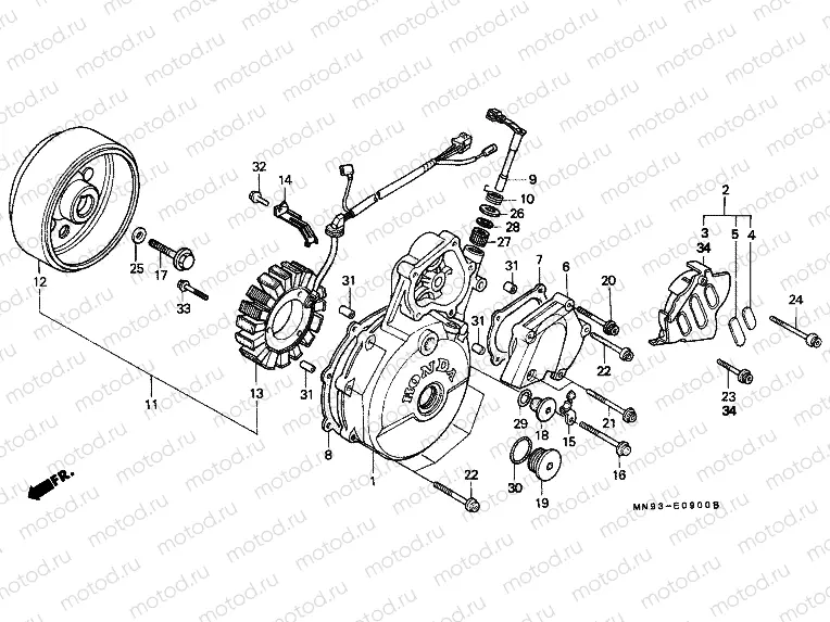 E-9 LEFT CRANKSHAFT COVER / GENERATOR