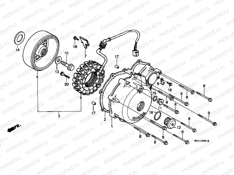E-9 LEFT CRANKSHAFT COVER / GENERATOR