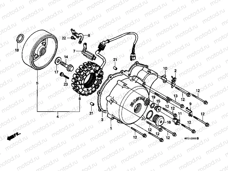 E-9 LEFT CRANKSHAFT COVER / GENERATOR