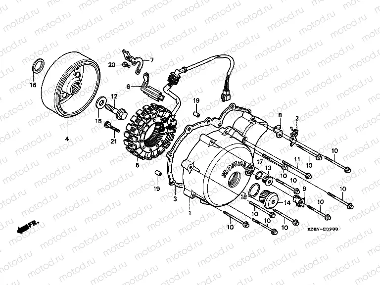 E-9 LEFT CRANKSHAFT COVER / GENERATOR