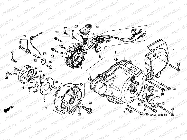 E-9 LEFT CRANKSHAFT COVER / GENERATOR