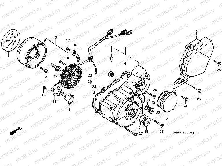 E-9 LEFT CRANKSHAFT COVER / GENERATOR