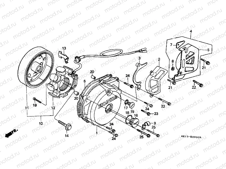 E-9 LEFT CRANKSHAFT COVER / GENERATOR
