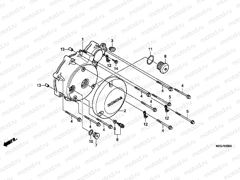 E-9 LEFT CRANKSHAFT COVER (VT750C2B / C2S / CS / C / CA)