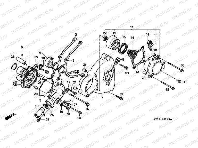 E-9 LEFT CRANKSHAFT COVER / WATER PUMP