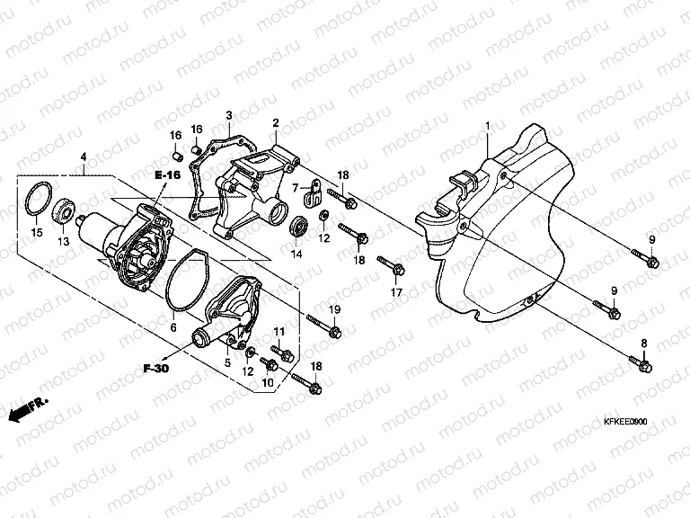 E-9 LEFT CRANKSHAFT COVER / WATER PUMP