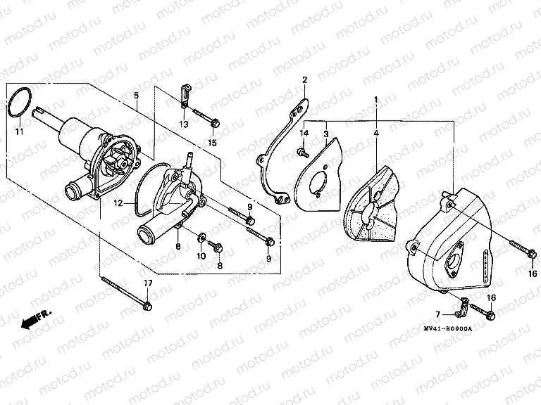 E-9 LEFT REAR COVER/WATER PUMP