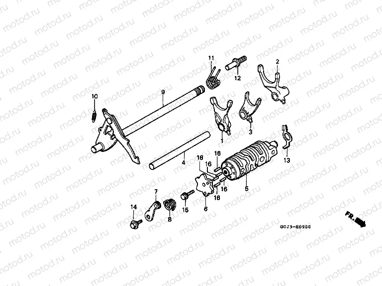 E-9 TRANSMISSION DRUM / CLUTCH FORK