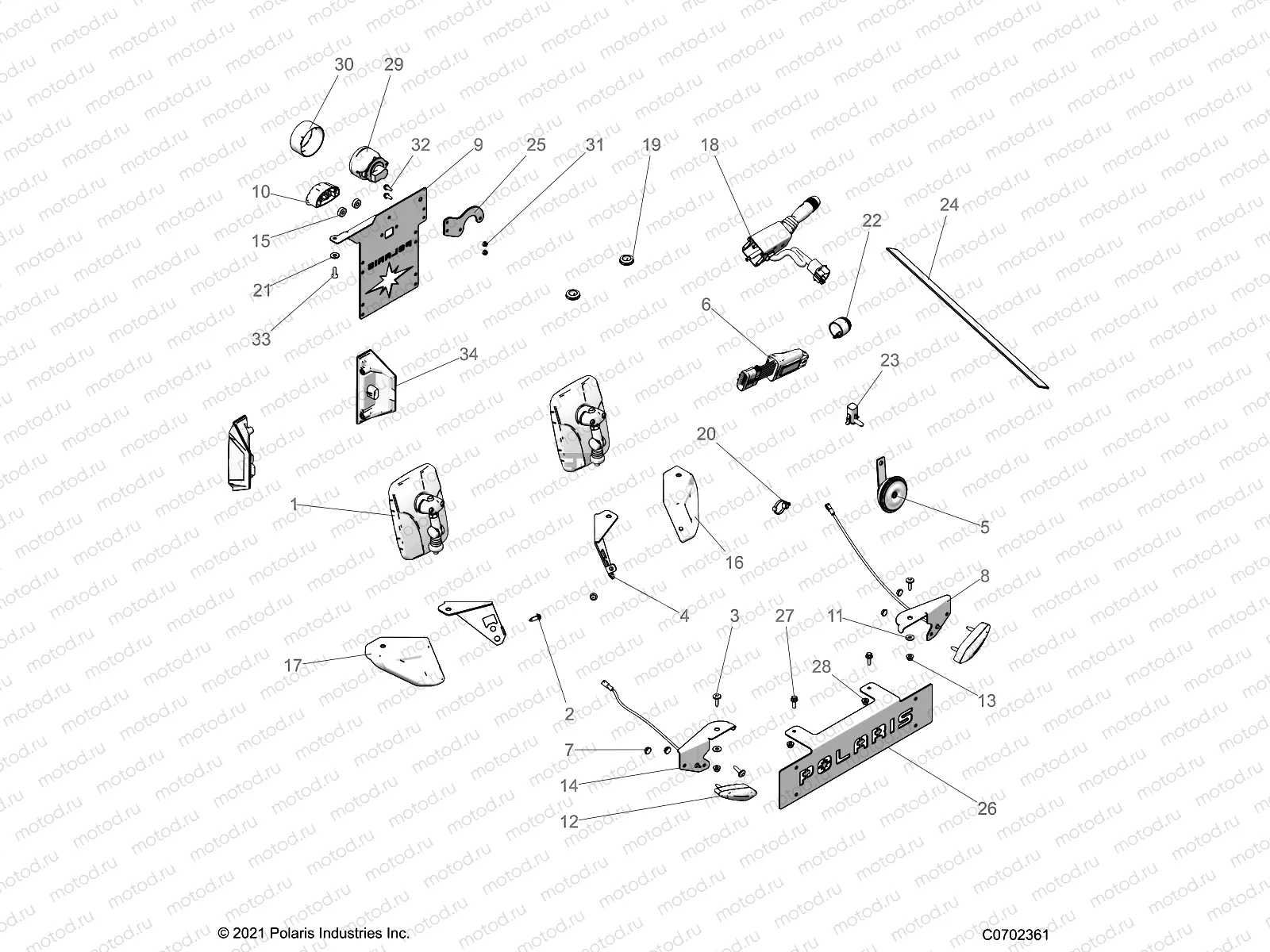 ELECTRICAL COMPONENTS | ELECTRICAL COMPONENTS, LICENSE PLATE AND MIRRORS - G22GAB99CP/FP (702730)