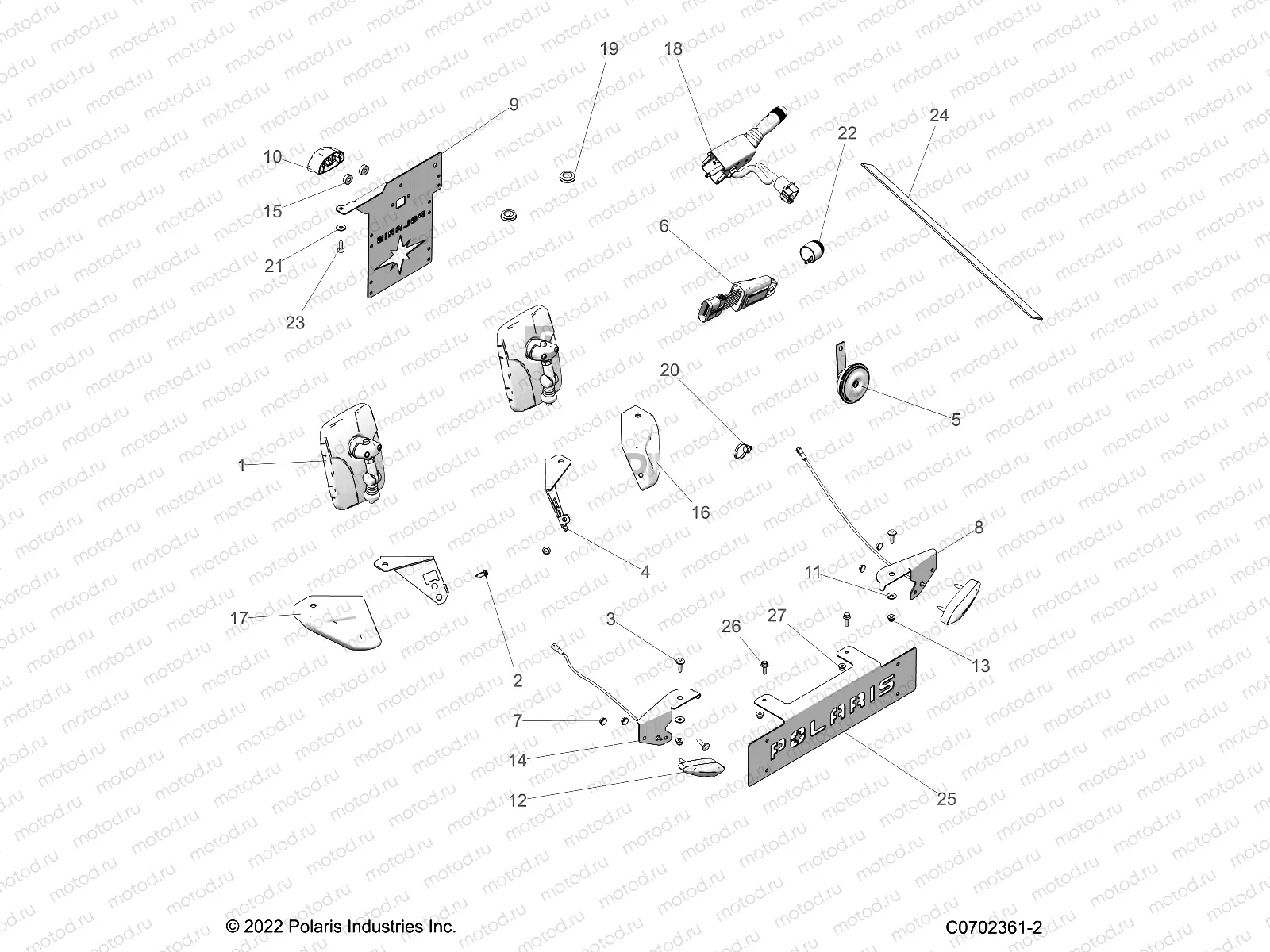 ELECTRICAL COMPONENTS | ELECTRICAL COMPONENTS, LICENSE PLATE AND MIRRORS - G23GAB99CG/FG (C0702361-1)