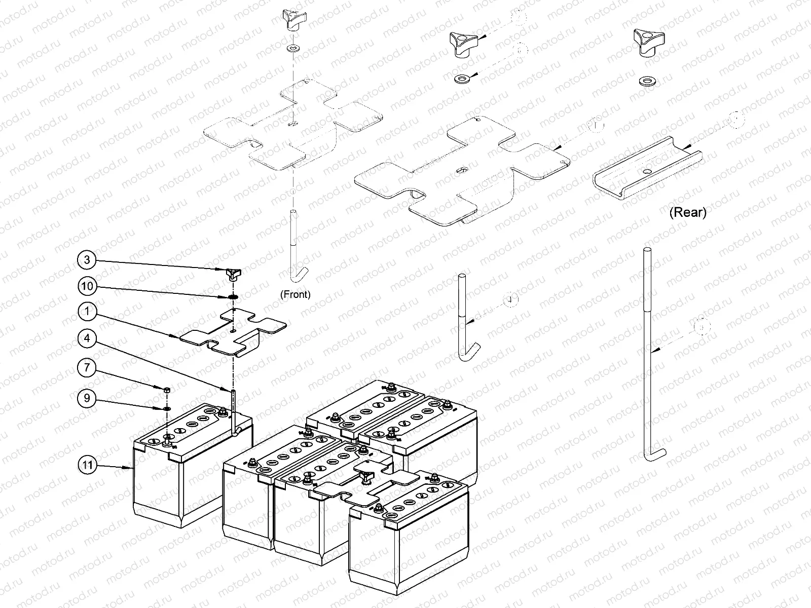 ELECTRICAL | ELECTRICAL, BATTERY LEAD ACID FLOODED EV31 HOLD DOWN - e2/e4/eS (49GEMELECTRICAL11BATTERYLEAD)