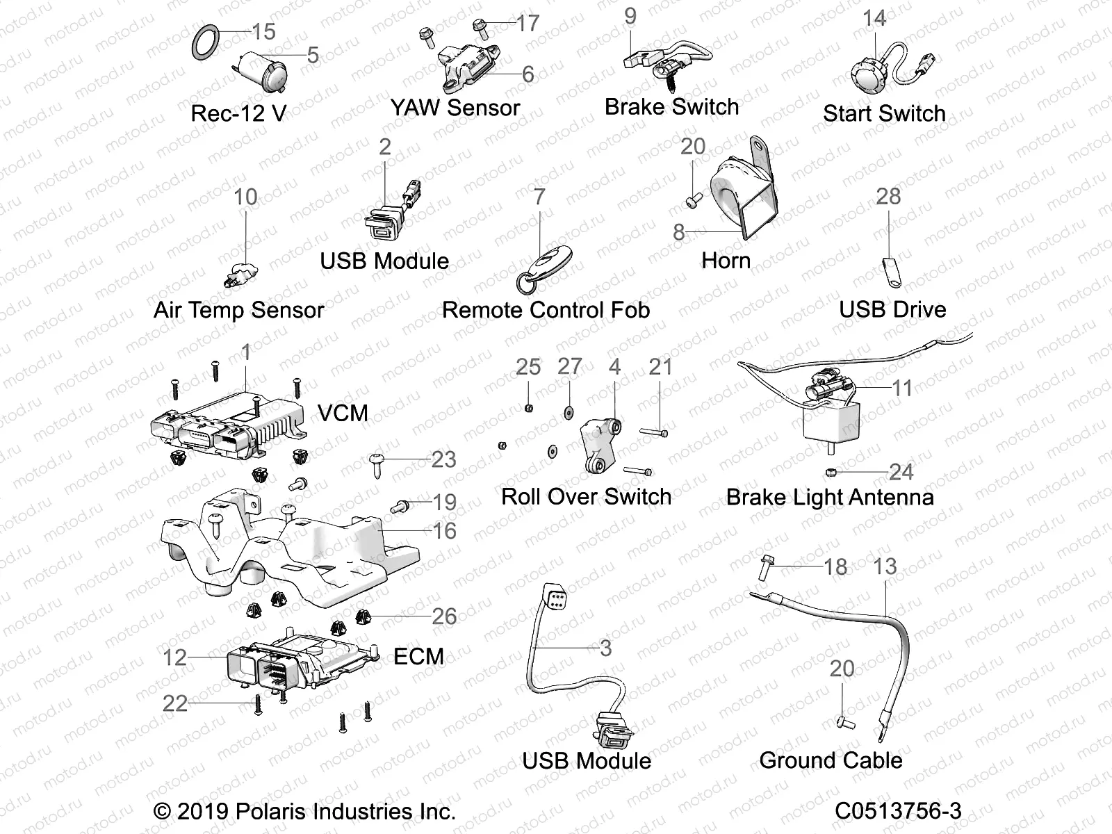 ELECTRICAL | ELECTRICAL, COMPONENTS 1 - T21AAPHD/RHB/SHD/THD ALL OPTIONS (C0513756-3)