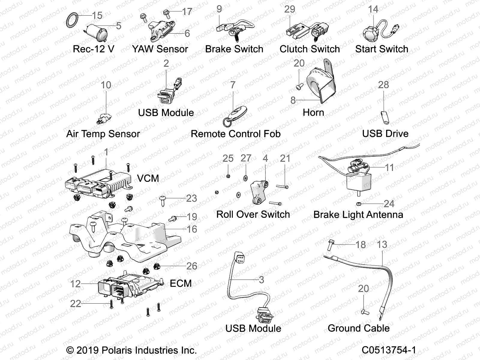 ELECTRICAL | ELECTRICAL, COMPONENTS 1 - T21AARGB/SGD ALL OPTIONS (C0513754-1)