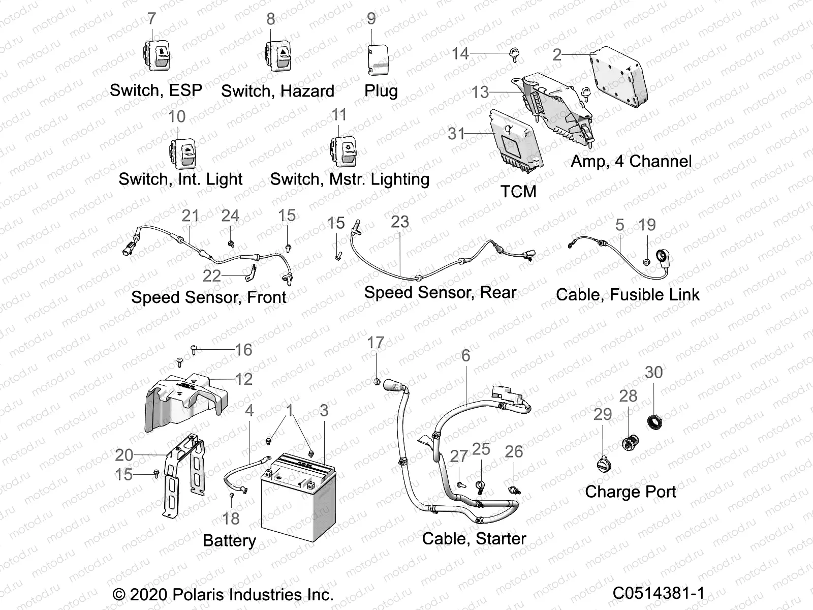 ELECTRICAL | ELECTRICAL, COMPONENTS 2 - T22AAFGB/HB/PGD/HD/RGB/HB ALL OPTIONS  (C0514381-1)