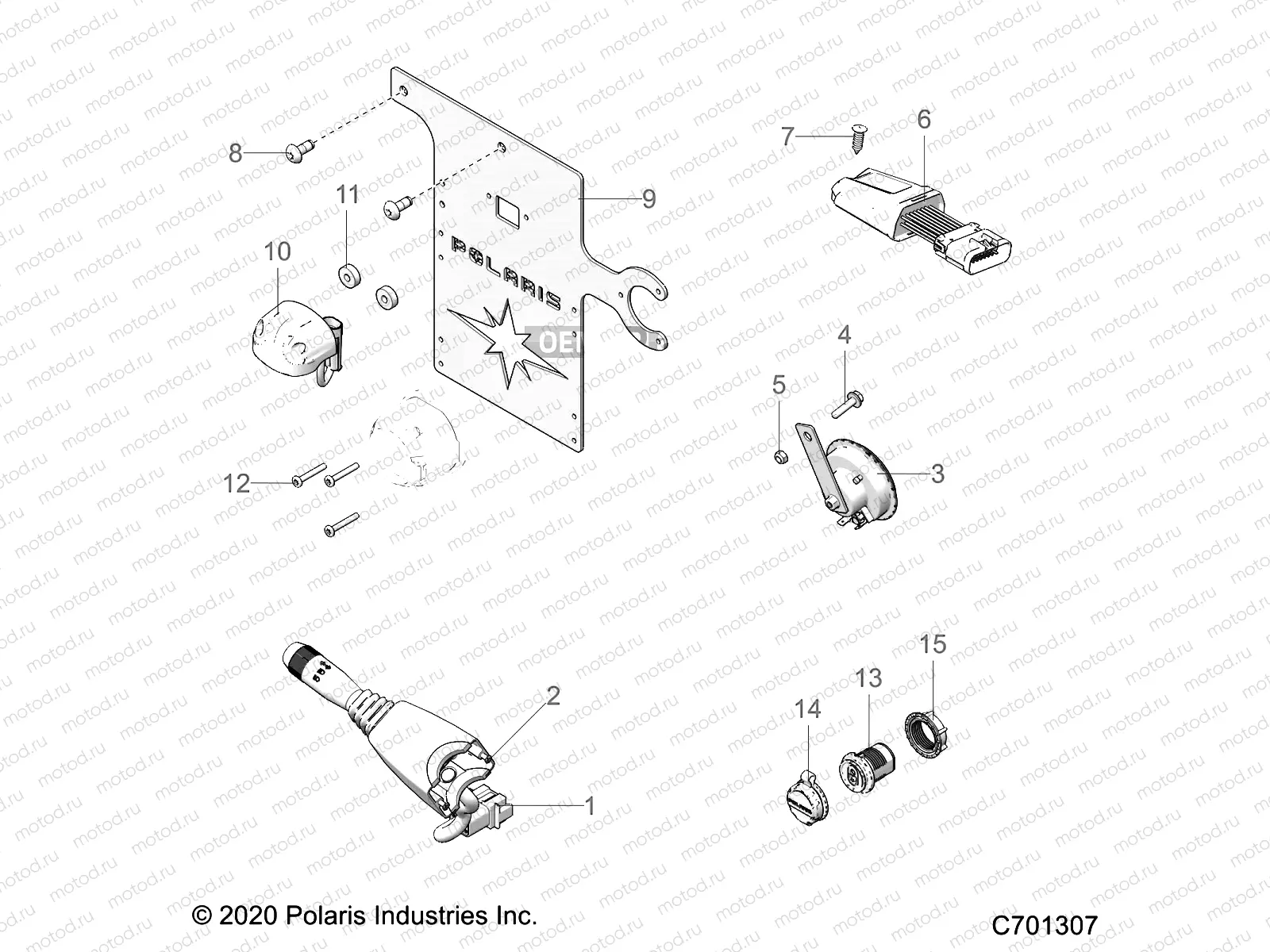 ELECTRICAL | ELECTRICAL, COMPONENTS, AND LICENSE PLATE - R21RRE99FP/F9 (C701307)