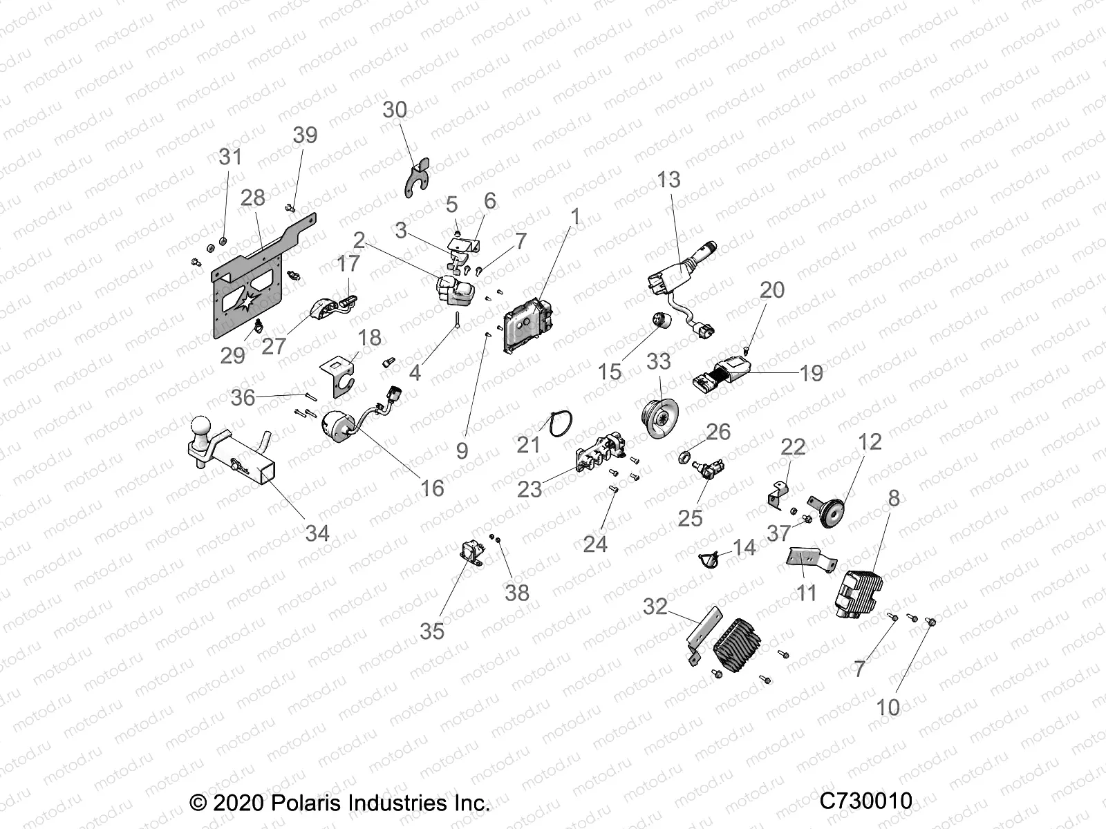 ELECTRICAL | ELECTRICAL, COMPONENTS, LICENSE PLATE AND HITCH - R21TAE99FA/SFA/SCA/SCK (C730010)