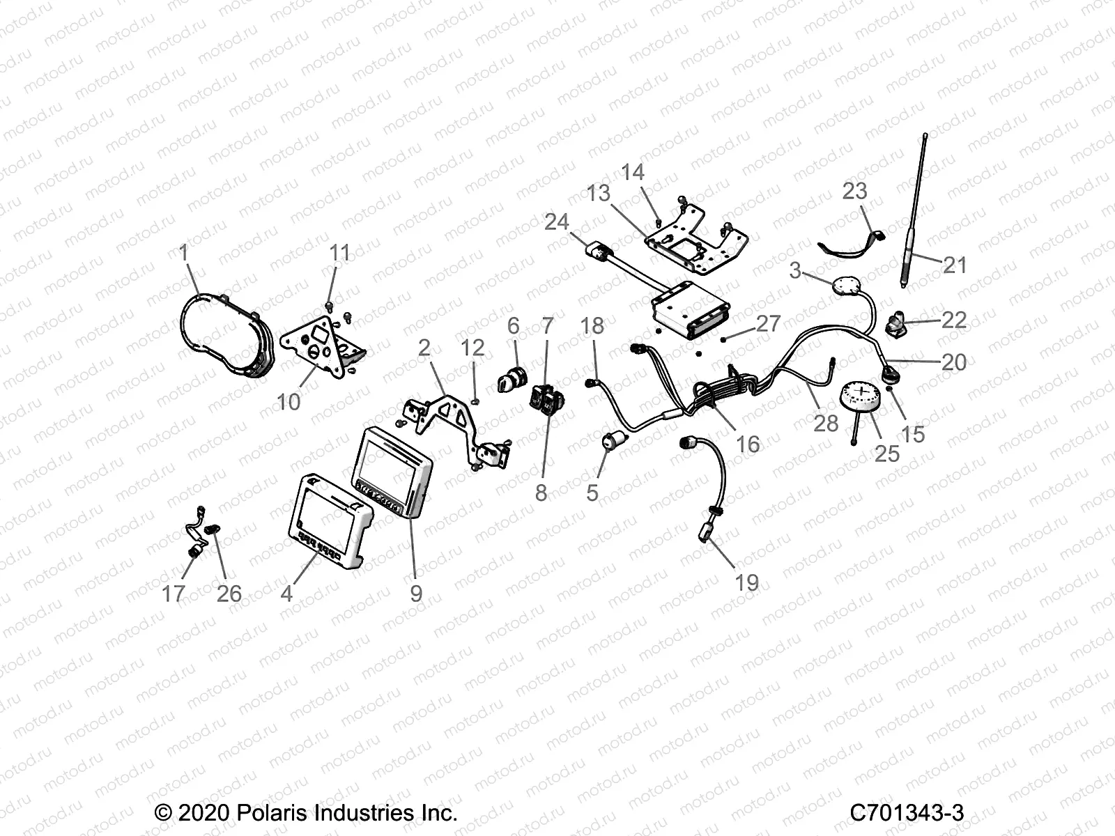 ELECTRICAL | ELECTRICAL, DASH INSTRUMENTS AND CONTROLS, RIDE COMMAND - Z23NAK99A/99B (C701343-1)
